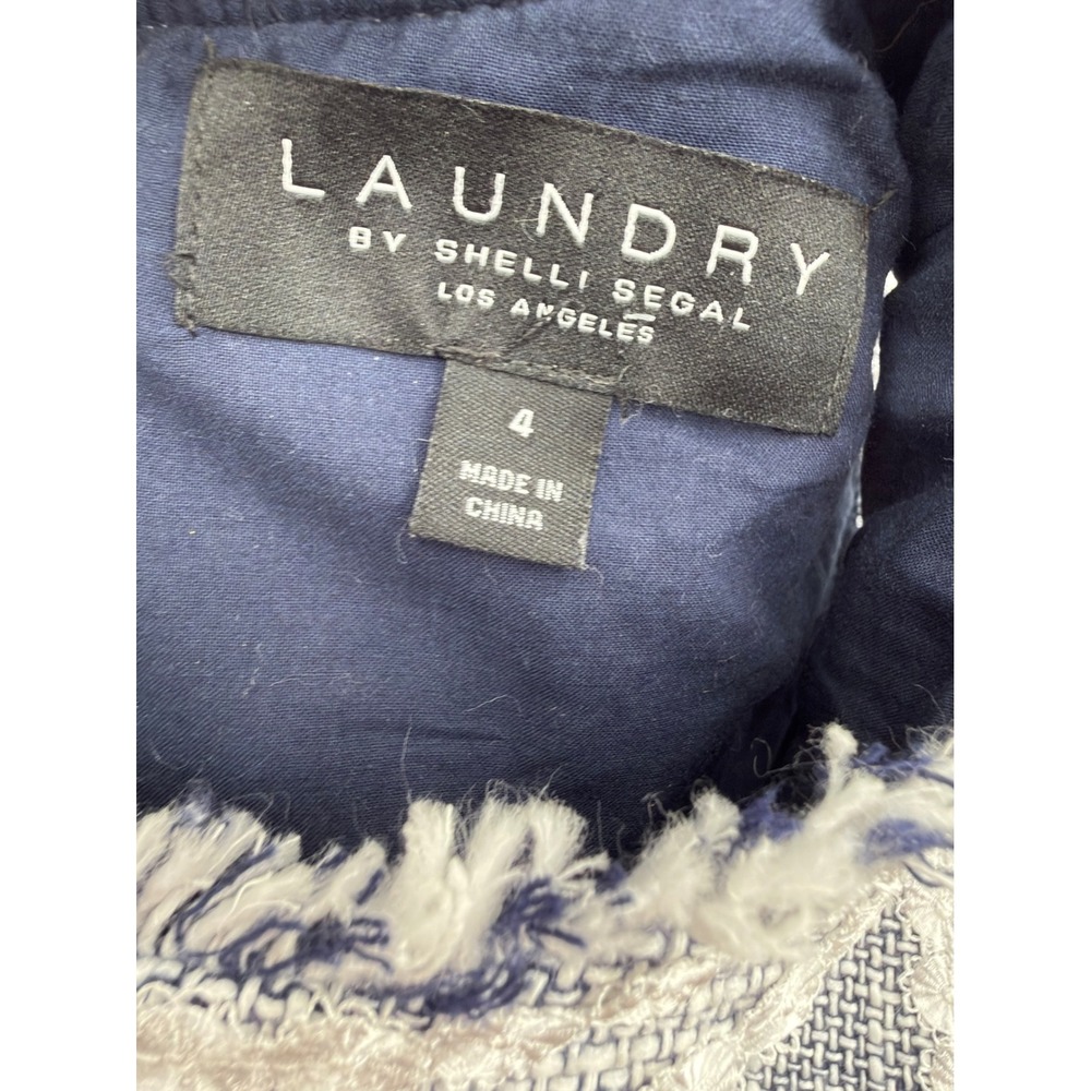 Laundry by Shelli Segal Navy White Tweed Shift Dress Club Chic Old Money Size 4 - Picture 13 of 16